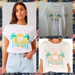SHOW ME YOUR MUMU BEVERLY HILLS TENNIS TRAVIS TEE, SIZE SMALL